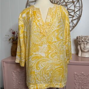 Chico's‎ beautiful Yellow & White Top size 3(16)